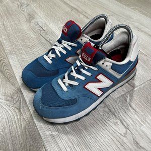 New Balance Classic 574 Blue White Red Men Size 10-11 Suede Encap